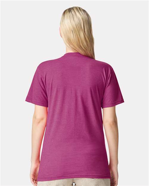 American Apparel 2001CVC Heather Super Pink — on model back