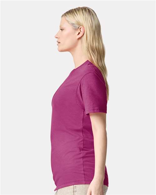 American Apparel 2001CVC Heather Super Pink — on model side