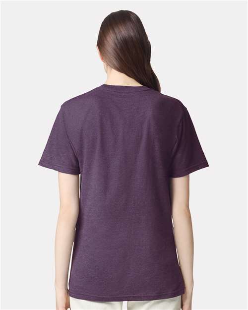 American Apparel 2001CVC Heather Eggplant — on model back