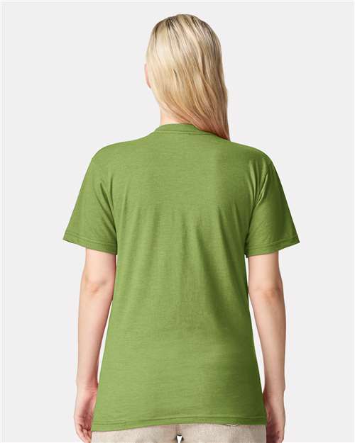 American Apparel 2001CVC Heather Nephrite — on model back