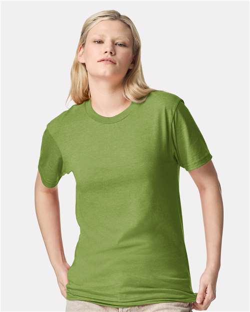 American Apparel 2001CVC Heather Nephrite — on model front