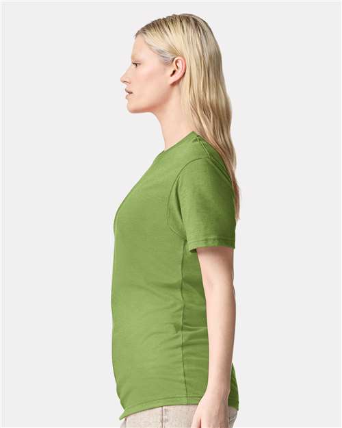 American Apparel 2001CVC Heather Nephrite — on model side