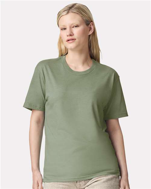 American Apparel 2001CVC Heather Sage — on model front