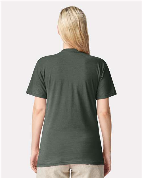 American Apparel 2001CVC Heather Forest — on model back