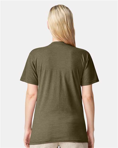 American Apparel 2001CVC Heather Olive — on model back