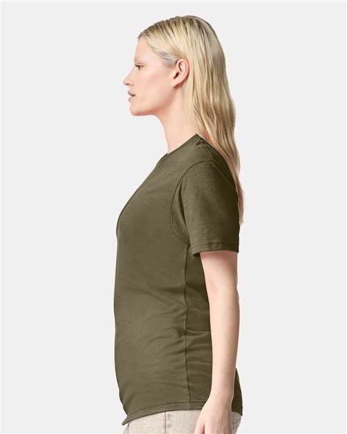 American Apparel 2001CVC Heather Olive — on model side