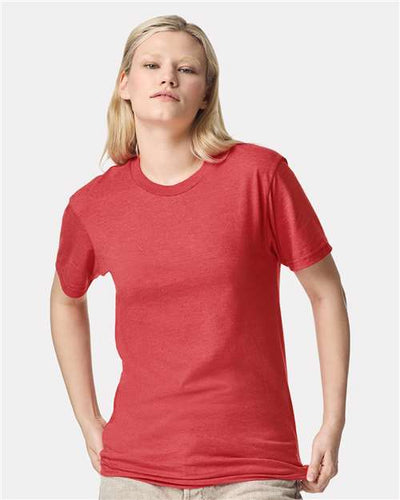 American Apparel 2001CVC Heather Coral — on model front