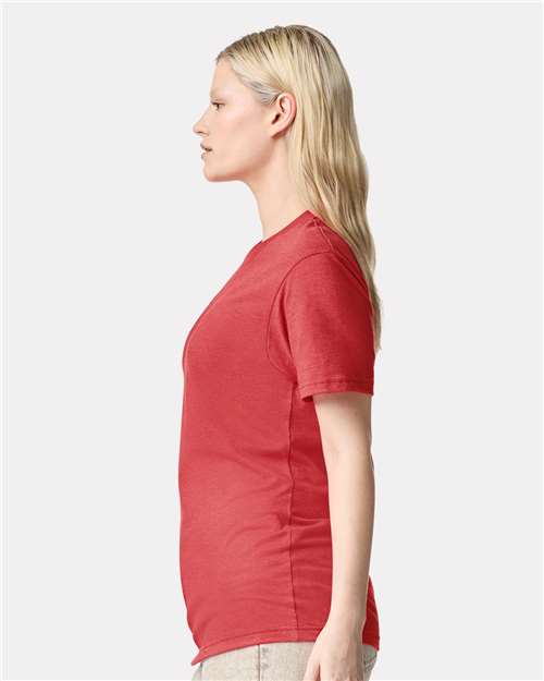 American Apparel 2001CVC Heather Coral — on model side