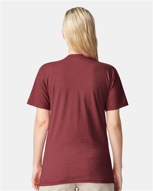 American Apparel 2001CVC Heather Burgundy — on model back