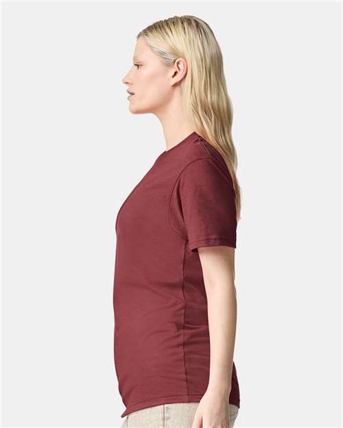 American Apparel 2001CVC Heather Burgundy — on model side