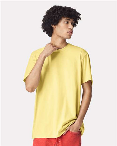 American Apparel 2001CVC Heather Panna Cotta — on model front