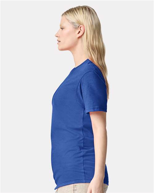 American Apparel 2001CVC Heather Royal Blue — on model side