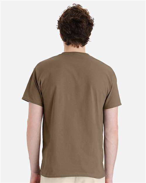 Hanes 5280 Coyote Brown — on model back