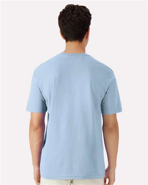 Gildan 3000 Light Blue — on model back