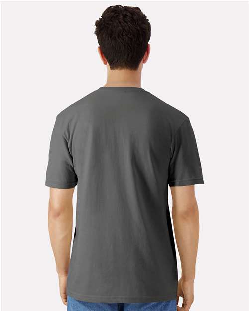 Gildan 3000 Charcoal — on model back