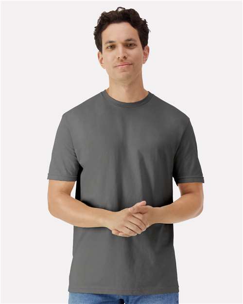 Gildan 3000 Charcoal — on model front