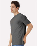 Gildan 3000 Charcoal — on model side