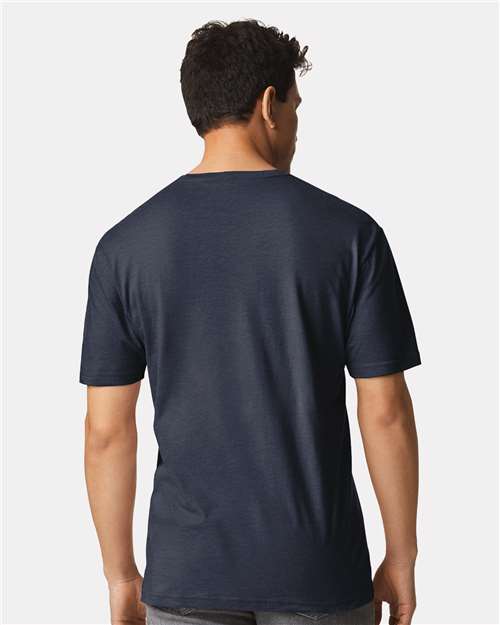 Gildan 3000 Heather Navy — on model back