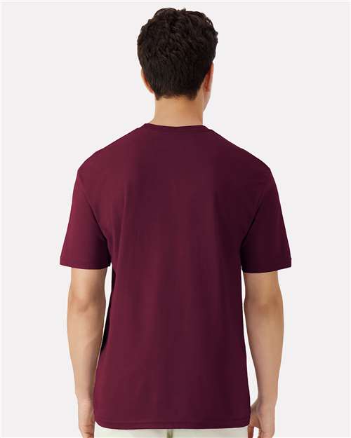 Gildan 3000 Maroon — on model back