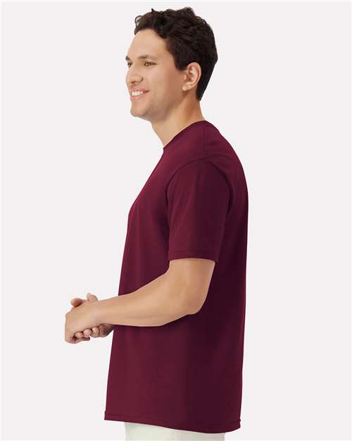 Gildan 3000 Maroon — on model side