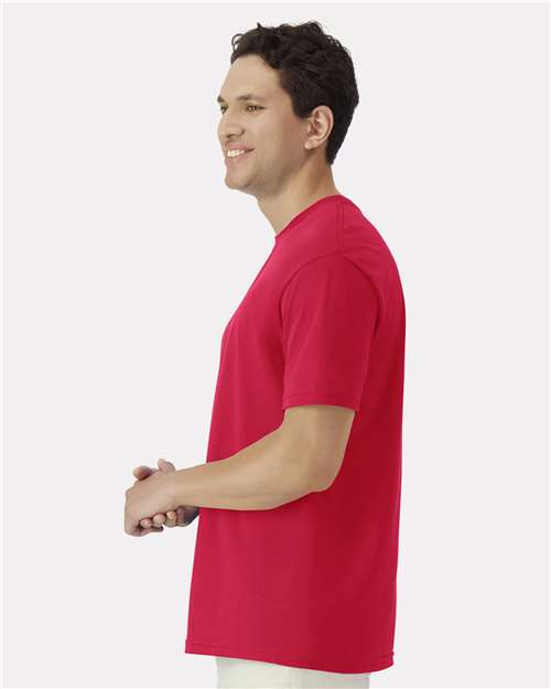 Gildan 3000 Red — on model side