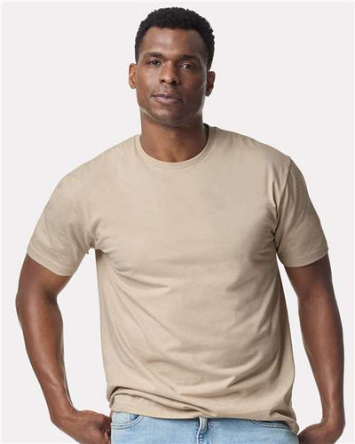 Gildan 3000 Sand — on model front