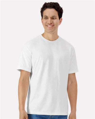 Gildan 3000 White — on model front