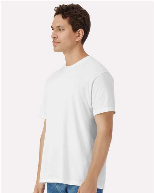 Gildan 3000 White — on model side