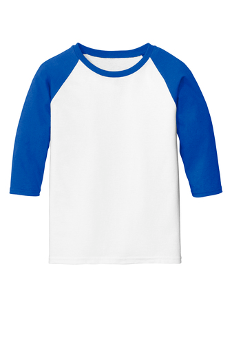 Youth Heavy Cotton��� 3/4-Raglan Sleeve T-Shirt - White / Royal