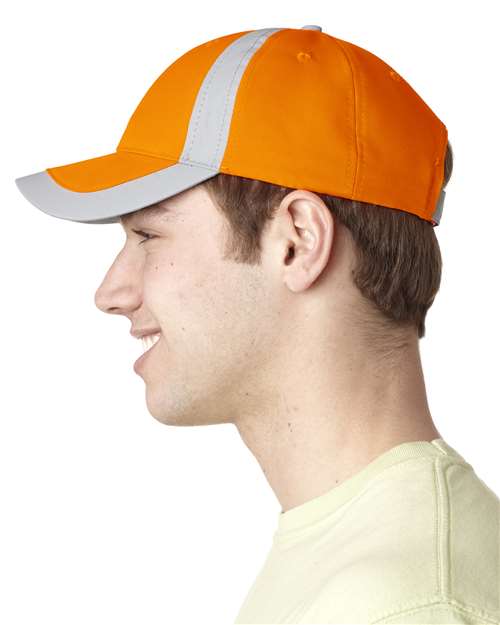 Adams Headwear RF102 Orange — on model side