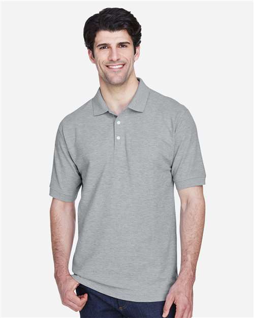 Devon & Jones D100 Grey Heather — on model back
