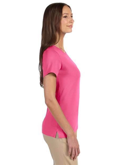 Devon & Jones DP182W Charity Pink — on model side