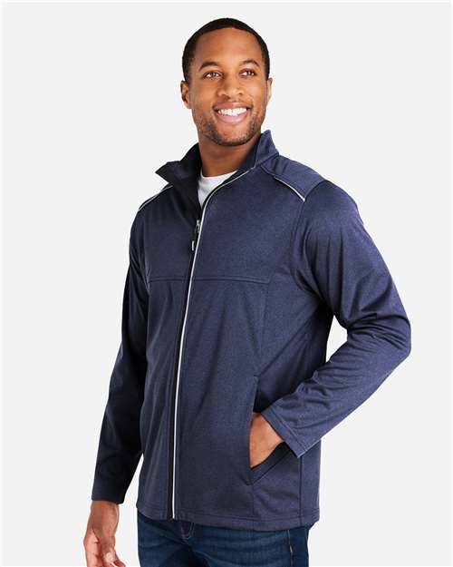CORE365 CE708 Classic Navy Heather — on model side