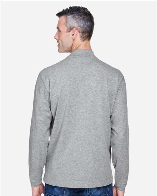 Devon & Jones D420 Grey Heather — on model back