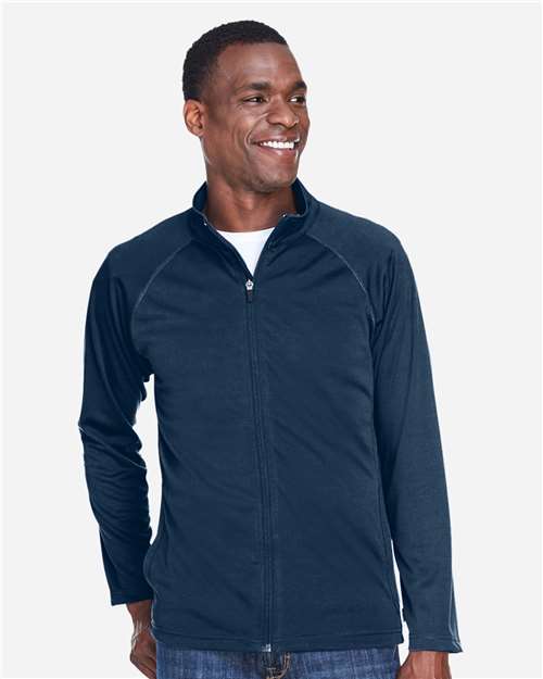 Devon & Jones DG420 Navy — on model front