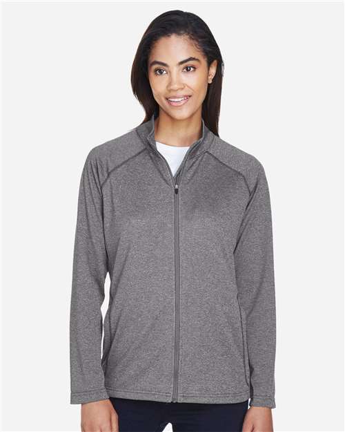 Devon & Jones DG420W Dark Grey Heather — on model front