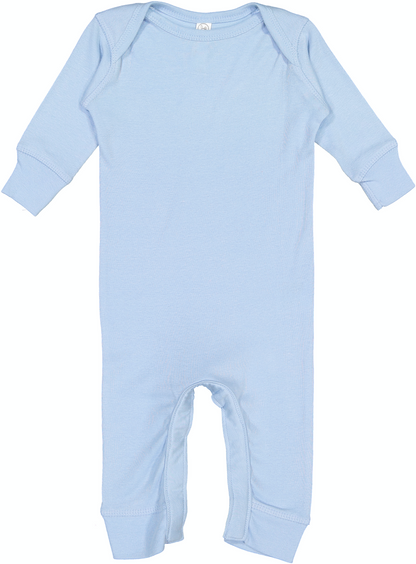 Infant Long-Sleeve Baby Rib Coverall - Light Blue