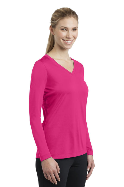 Women's Long Sleeve PosiCharge Competitor V-Neck Tee - Pink Raspberry