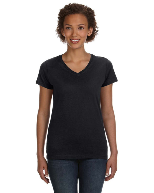 Women's V-Neck Fine Jersey T-Shirt - Black