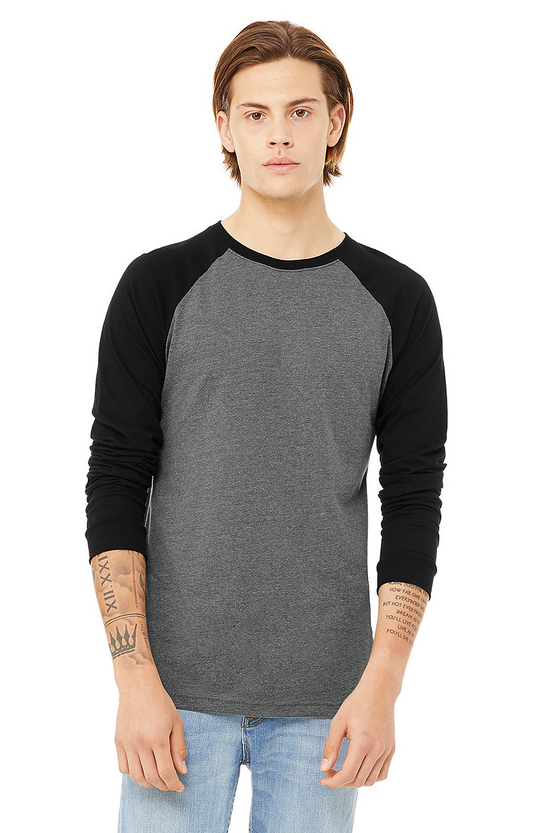 Men's Jersey Long-Sleeve Baseball T-Shirt - Heather Deep / Black