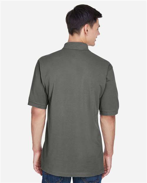Harriton M265 Charcoal — on model back