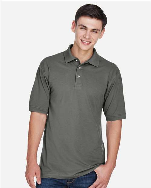 Harriton M265 Charcoal — on model front
