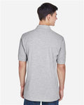 Harriton M265 Grey Heather — on model back
