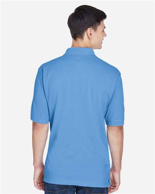 Harriton M265 Light College Blue — on model back