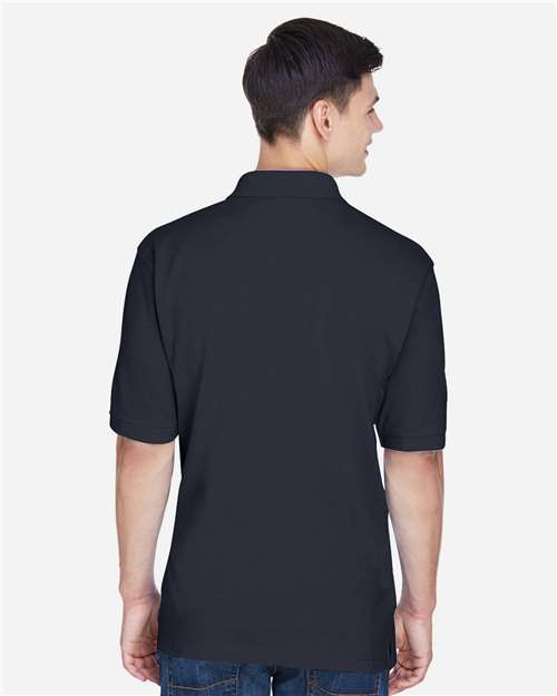 Harriton M265 Navy — on model back