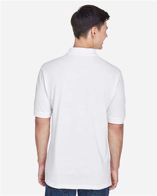 Harriton M265 White — on model back