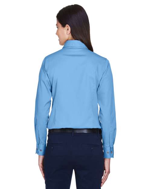 Harriton M500W Light College Blue — on model back