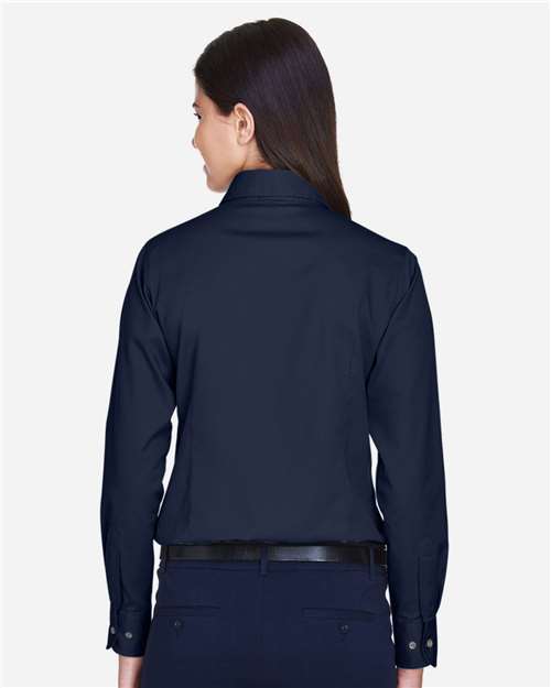 Harriton M500W Navy — on model back