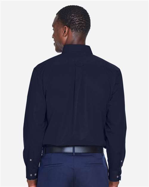 Harriton M500 Navy — on model back