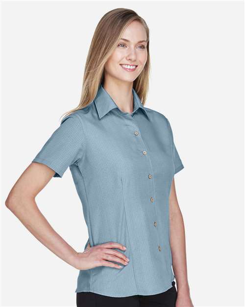 Harriton M560W Cloud Blue — on model side